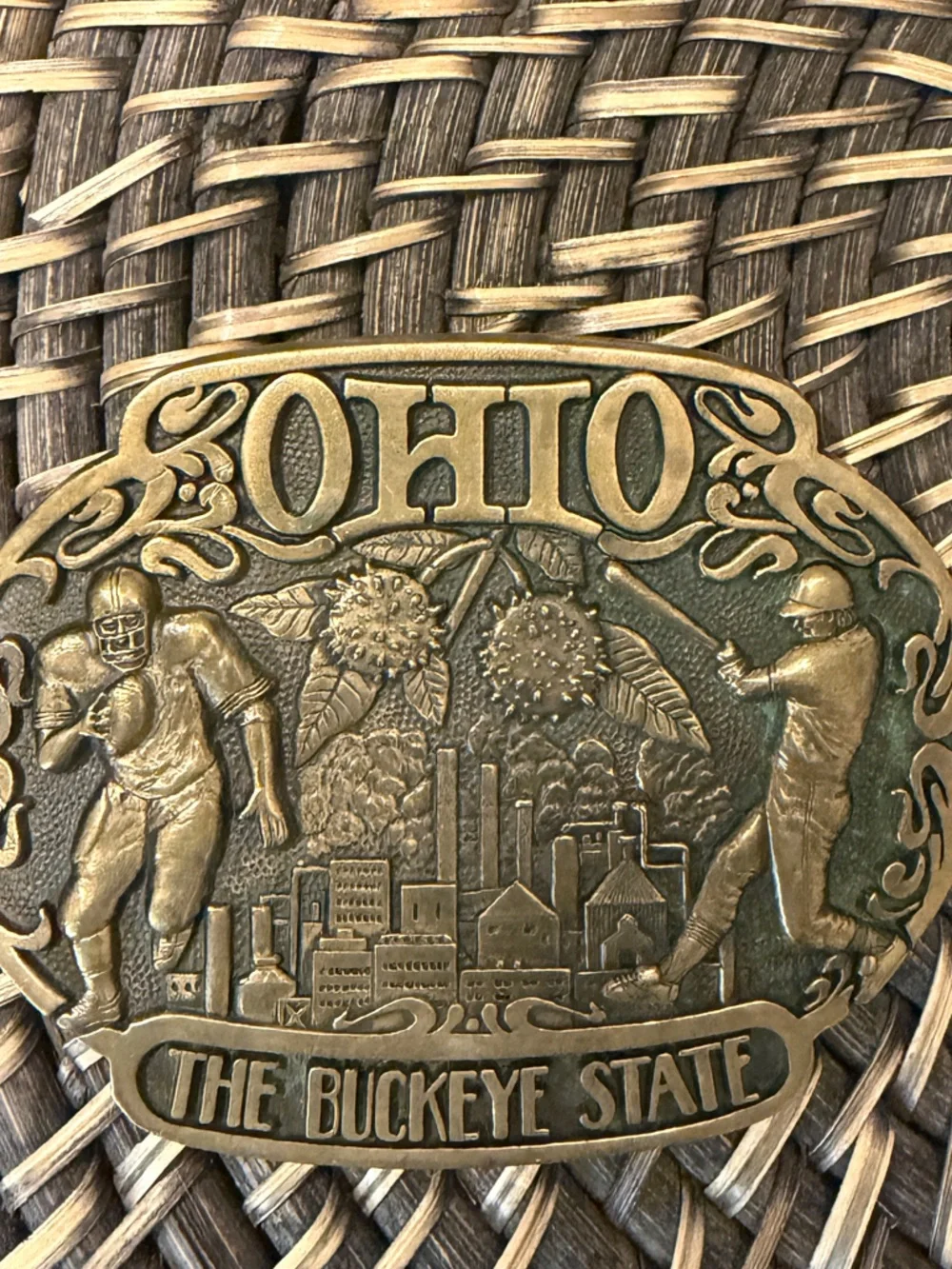 Ohio Belt Buckle Buckeye Vintage Solid Brass ADM